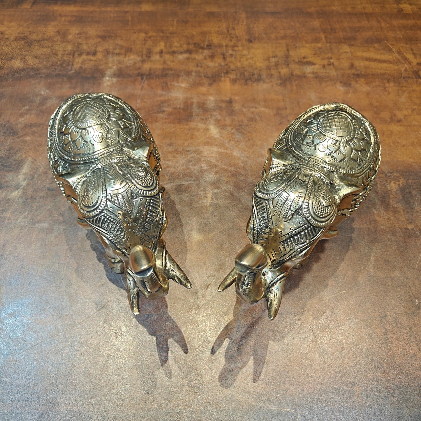 Brass elephant sculpture india figurine home décor wild animal 7"