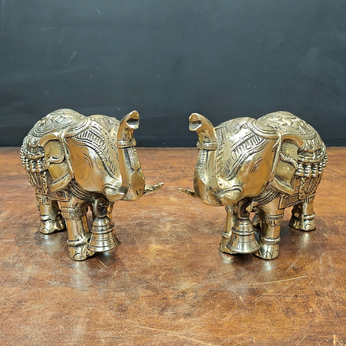 Brass elephant sculpture india figurine home décor wild animal 7"