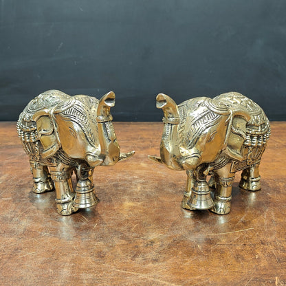 Brass elephant sculpture india figurine home décor wild animal 7" by vendor-unknown - Decor (View 3)