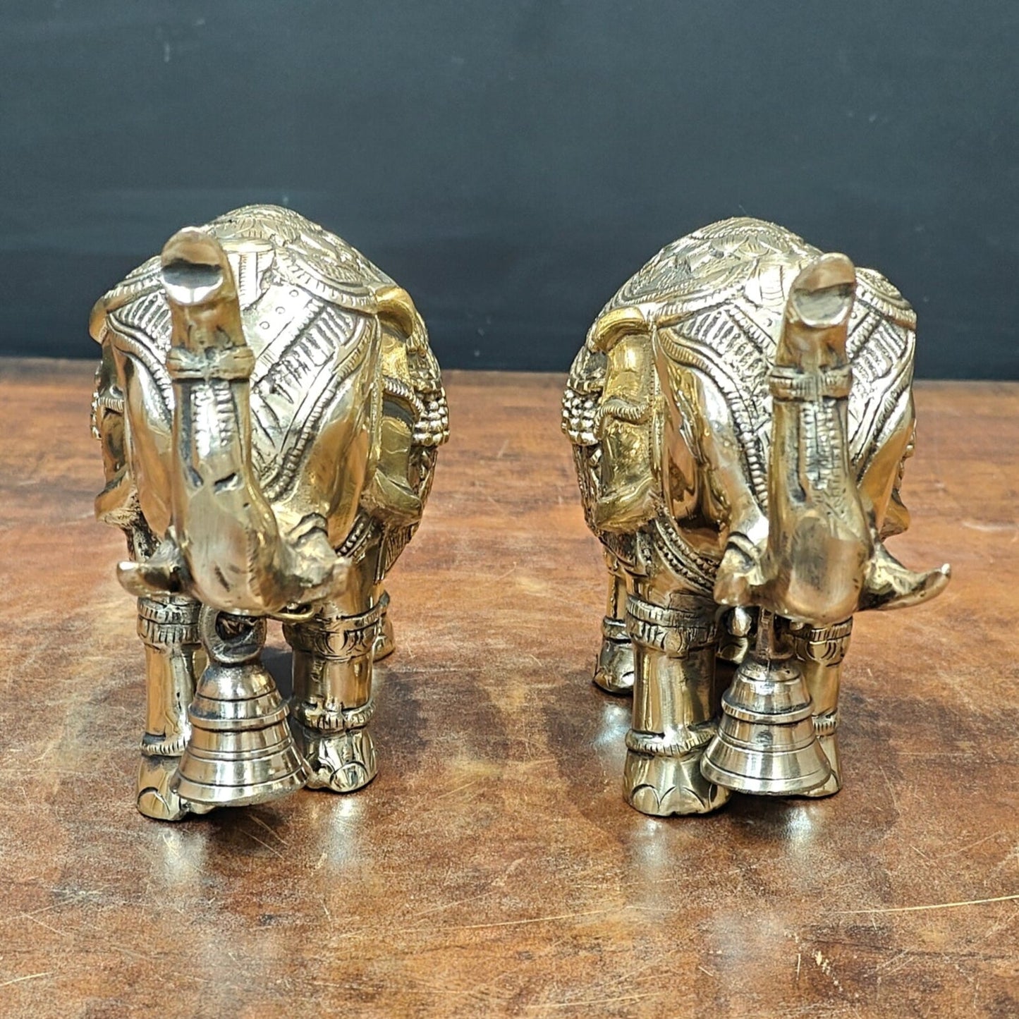 Brass elephant sculpture india figurine home décor wild animal 7"