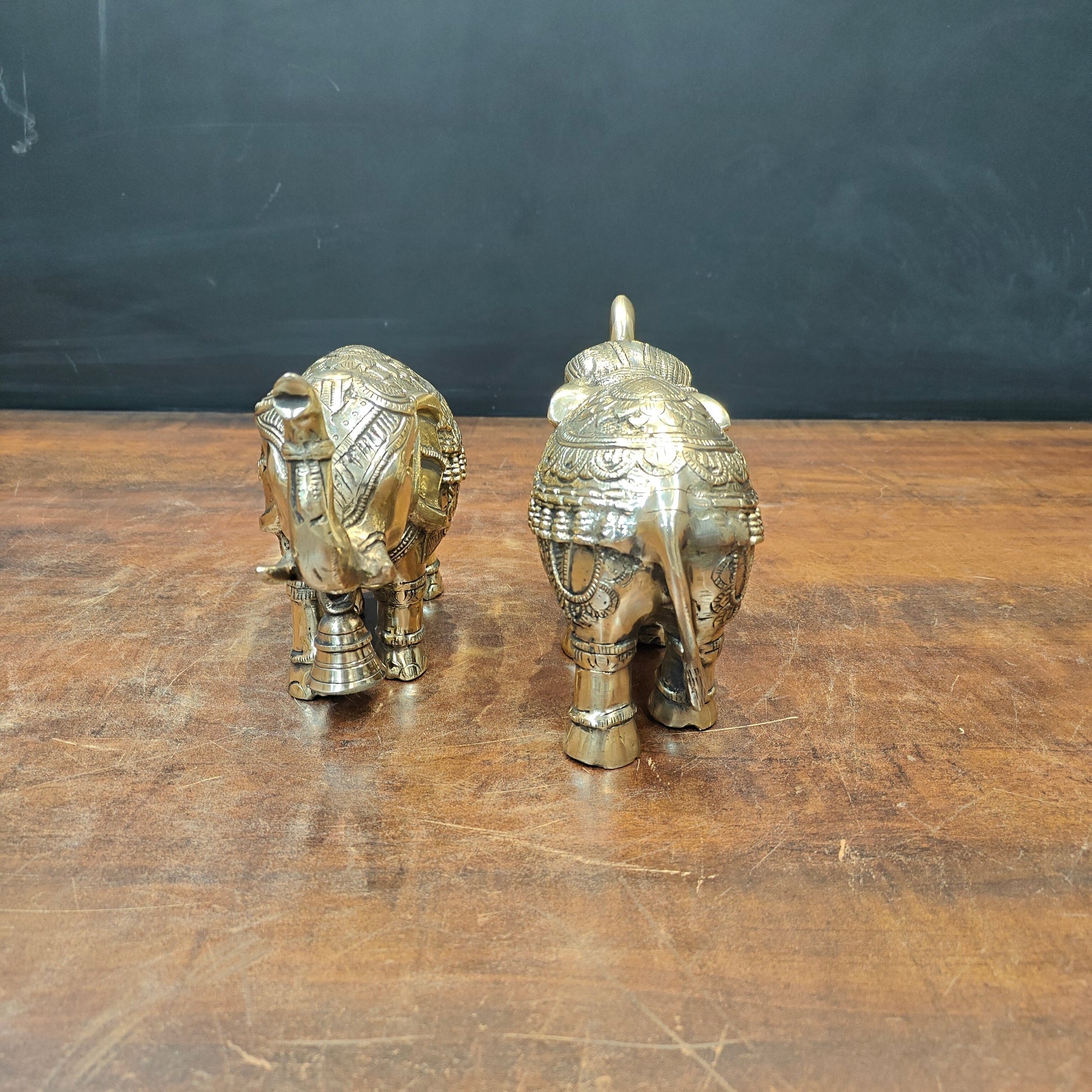 Brass elephant sculpture india figurine home décor wild animal 7" - Image 5