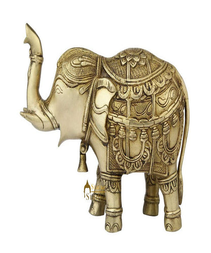Brass elephant sculpture india figurine home décor wild animal 7" by vendor-unknown - Decor