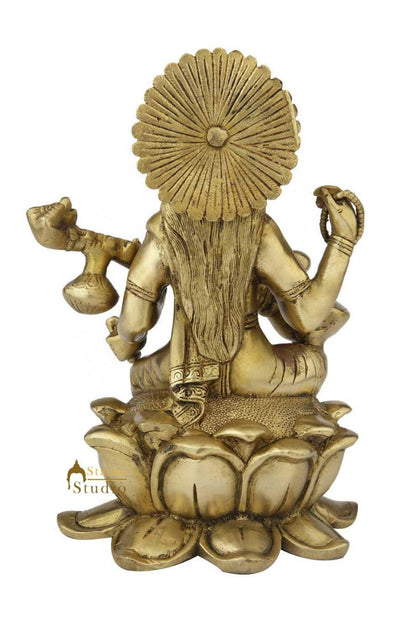 Brass india made hindu goddess of wisdom maa saraswati on lotus flower base 11" by vendor-unknown - Hindu Gods (View 4)