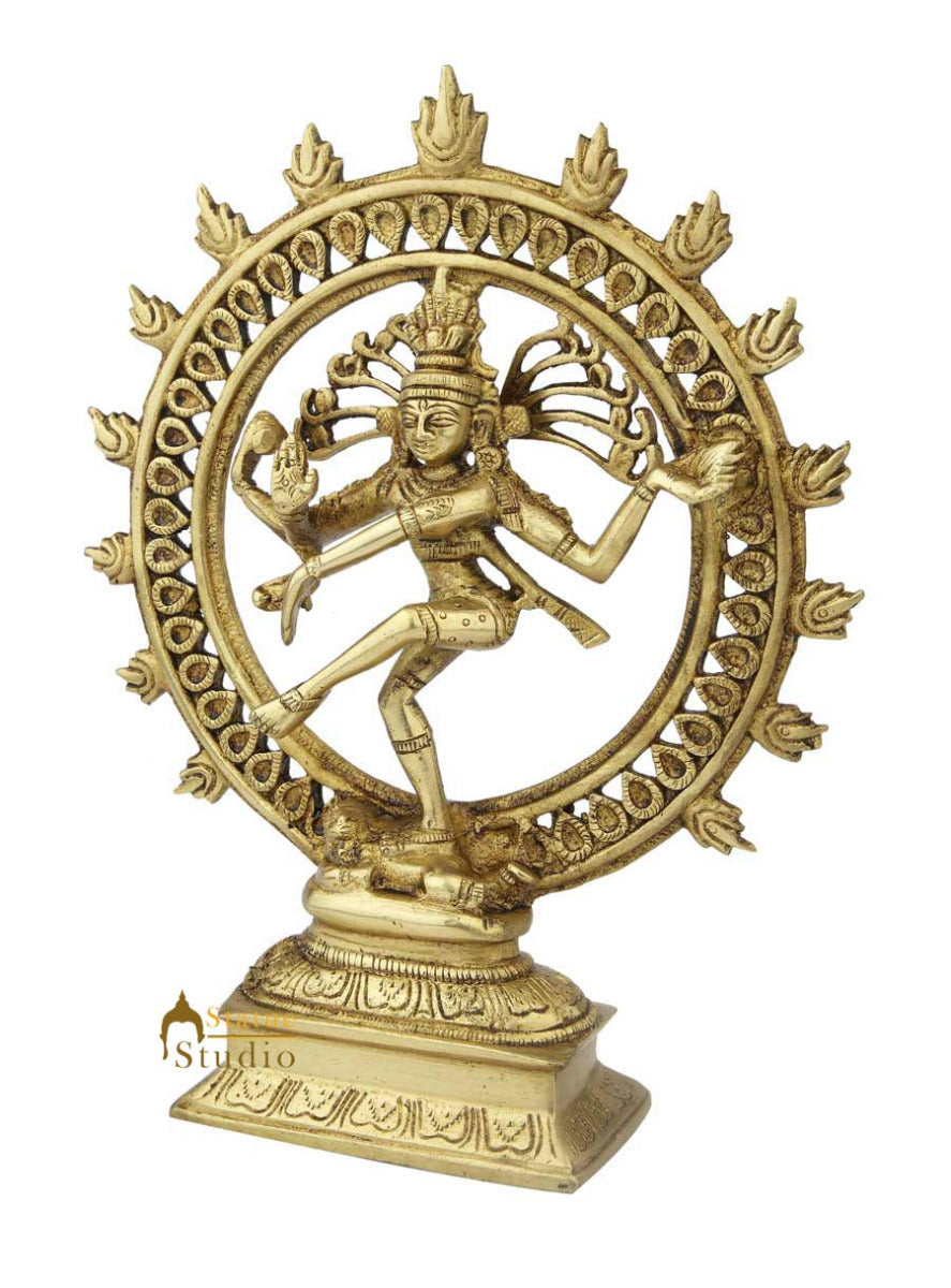 India hand crafted brass lord shiva dancing natraja statue religious figure 8" - Image 4