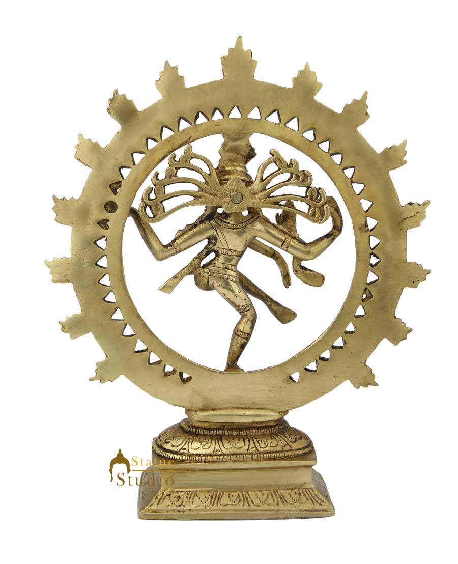 India hand crafted brass lord shiva dancing natraja statue religious figure 8" - Image 5