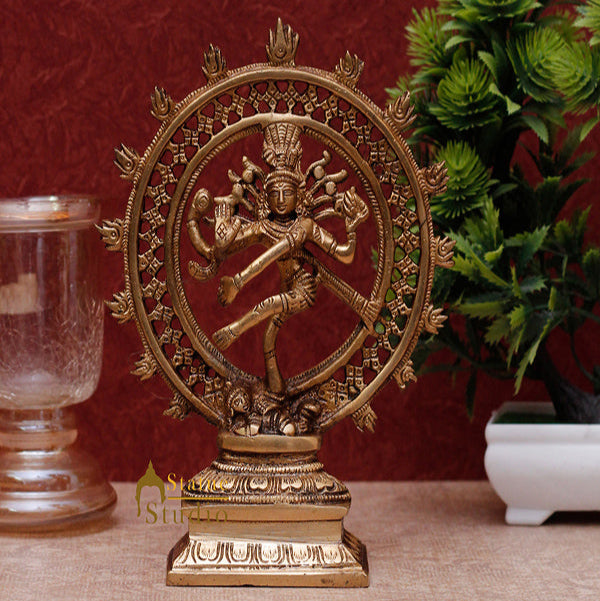 India hand crafted brass lord shiva dancing natraja statue religious figure 8"