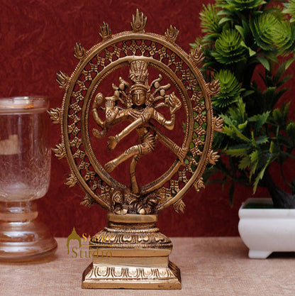 India hand crafted brass lord shiva dancing natraja statue religious figure 8" by vendor-unknown - Hindu Gods (View 2)