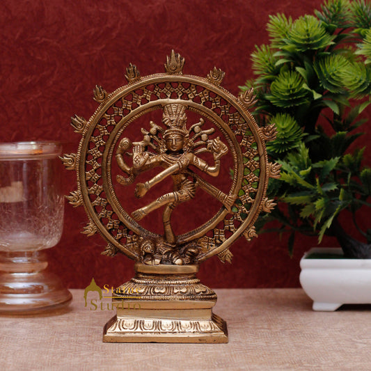 India hand crafted brass lord shiva dancing natraja statue religious figure 8"