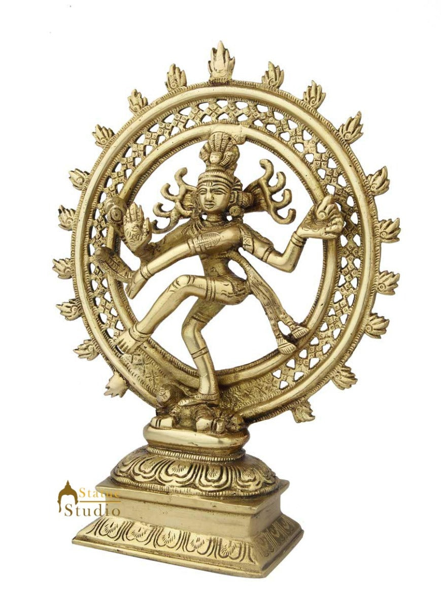 Hand crafted brass lord shiva dancing natraja statue religious idol figure 12"