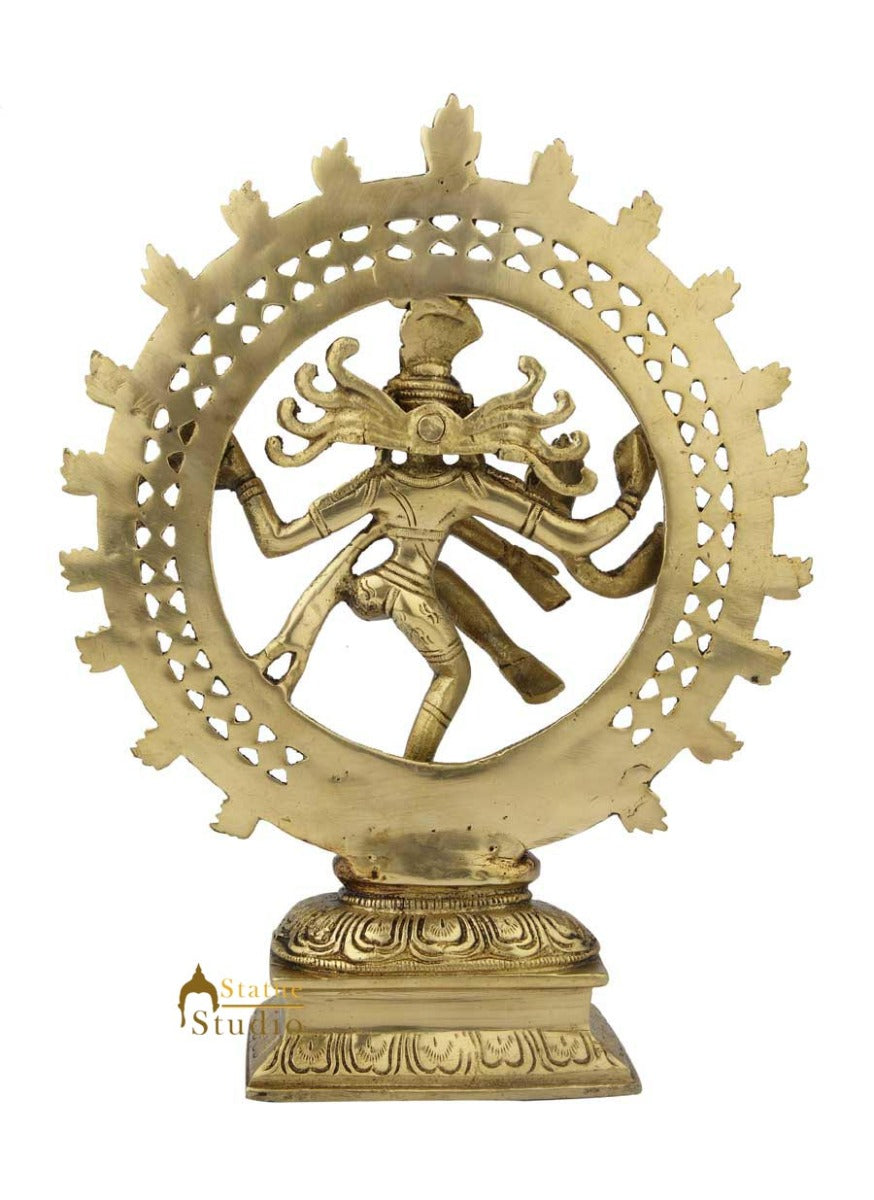 Hand crafted brass lord shiva dancing natraja statue religious idol figure 12"