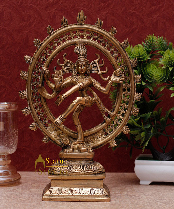 Hand crafted brass lord shiva dancing natraja statue religious idol figure 12"