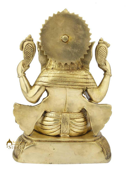 Brass ganesha murti sitting statue hindu god elephant lord idol figure 12" by vendor-unknown - Hindu Gods (View 4)