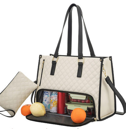 Fashionable Lunch Tote Bag Women's Thermal Insulation Lunch Box Leak-proof Crossbody Computer Storage Bag Quilted Large Capacity Handbag With Purse – Image 11
