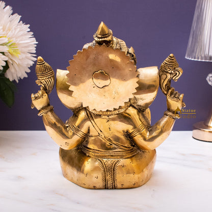 Brass Sitting Ganesha Statue Showpiece For Home Decor Gift 10" by vendor-unknown - Hindu Gods (View 5)