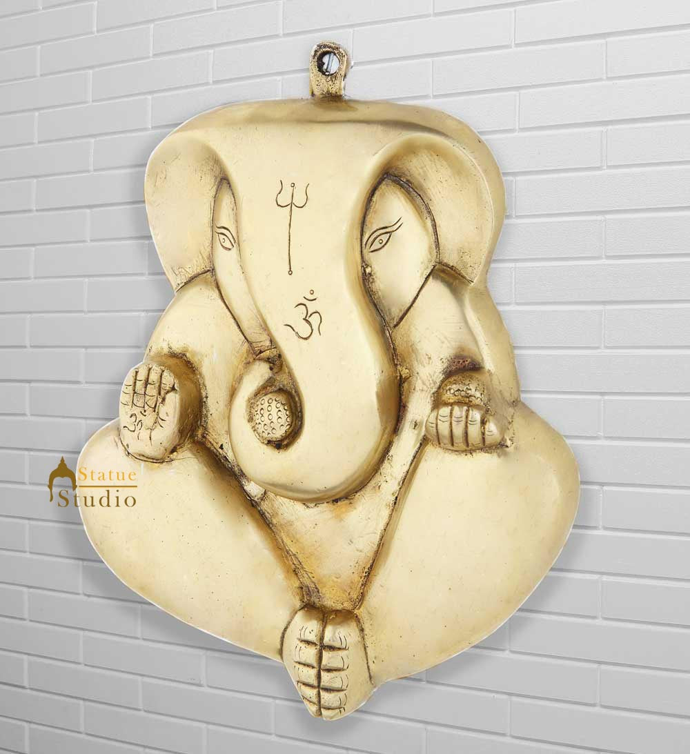 Indian hand made hindu god ganesha mask wall décor art removable hanging item 8" - Image 2