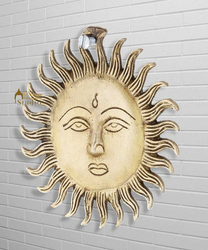 Beautiful brass hand crafted sun mask wall décor art removable hanging 4" by vendor-unknown - Decor (View 2)