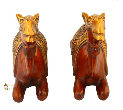Brass Sitting Camel pair statue Showpiece decorative figurine sculpture 9" by vendor-unknown - Decor (View 3)