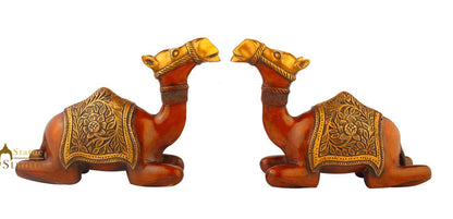 Brass Sitting Camel pair statue Showpiece decorative figurine sculpture 9" by vendor-unknown - Decor (View 4)