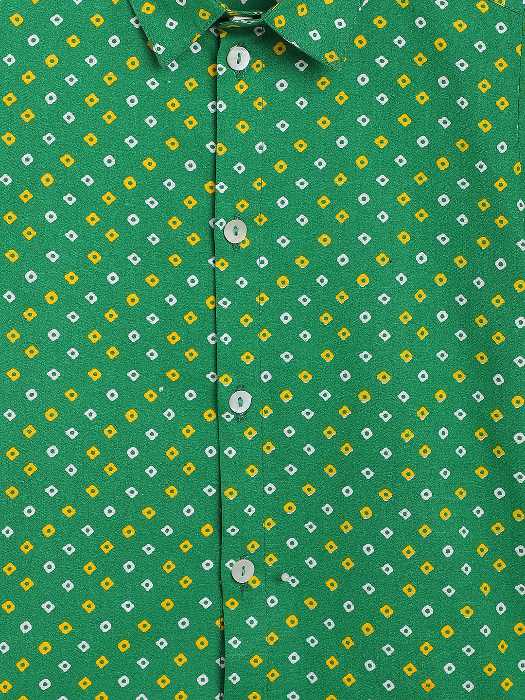 Boys Printed Bandhani Shirt-Green - Image 4