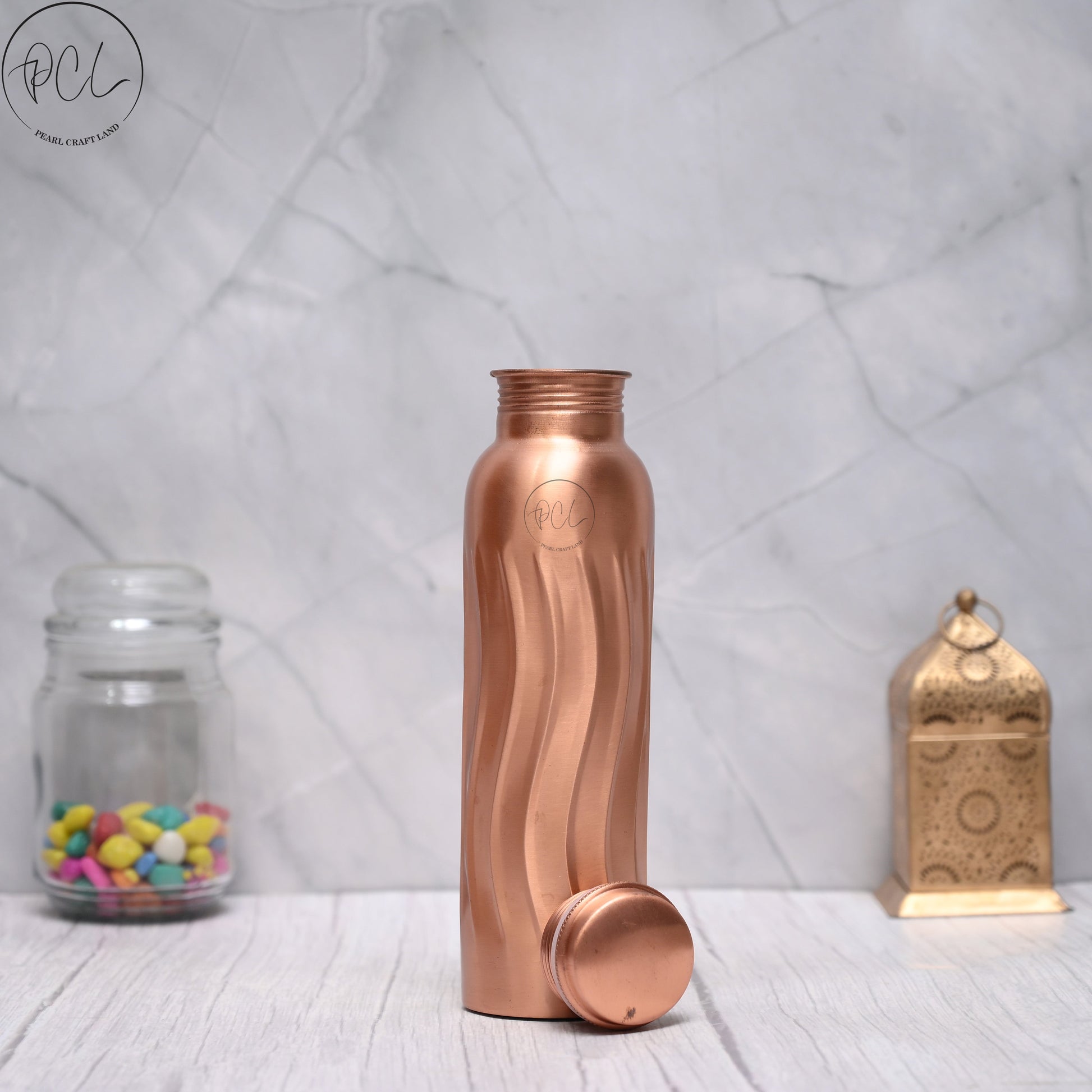 Unique Wave Design 100% Pure Copper Water Bottle 950 ML – Image 2 - Image 2