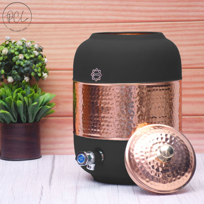 Pure Copper Silk Black Half Hammered Water Dispenser (Matka) Capacity 8000ML by SAMA Homes - Copper Dispenser (View 2)