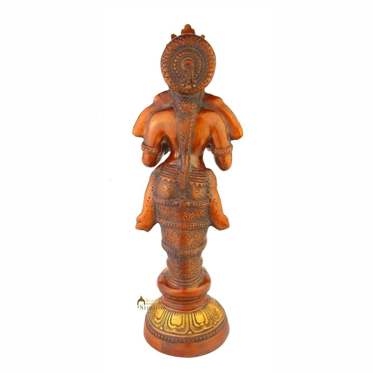 Antique brass deeplaxmi statue décor showpiece turquoise coral figurine 24" - Image 4