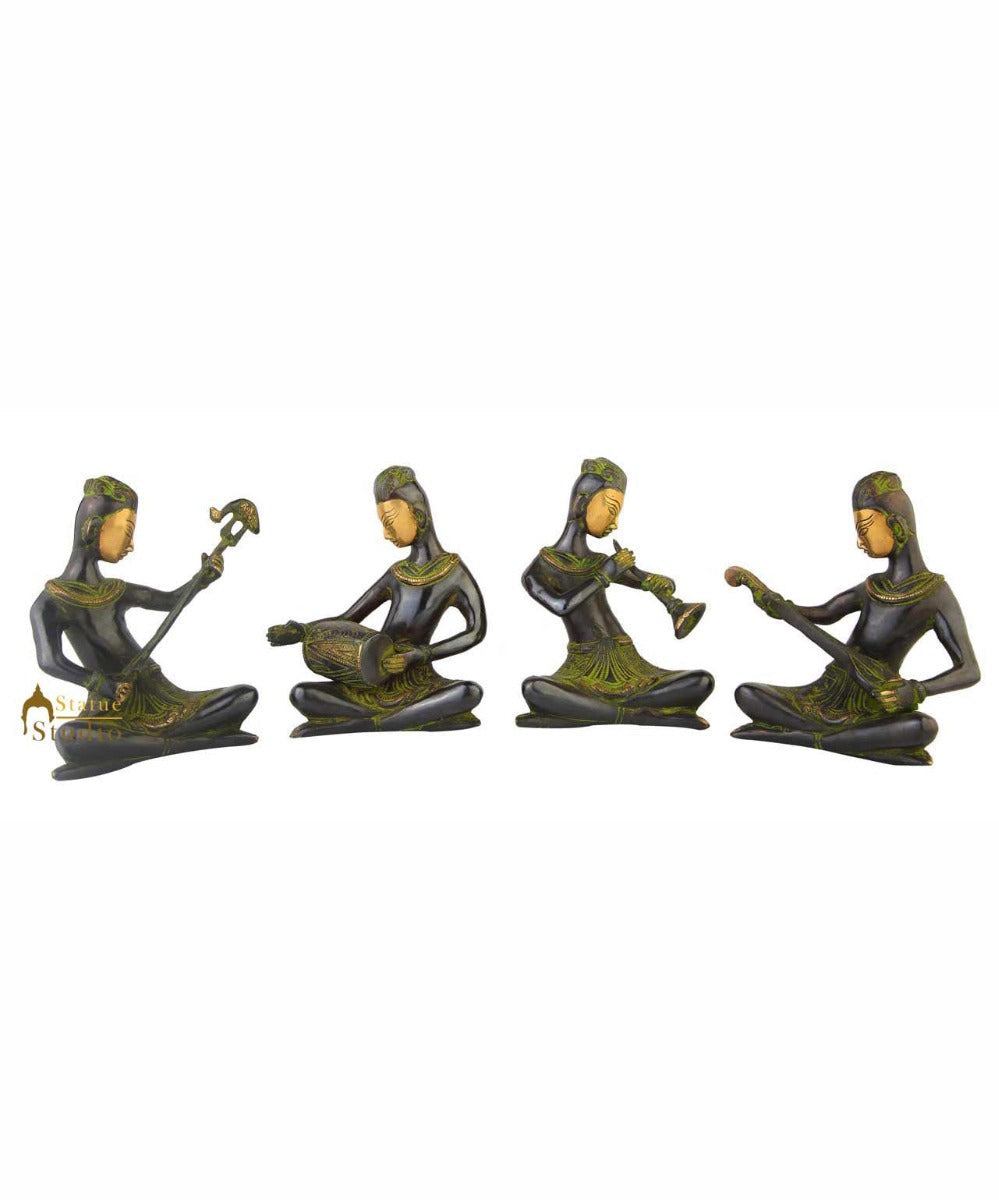 Anitque brass musical band 4 pcs showpiece home table décor statue gift set 6" - Eco-friendly - Sama Homes