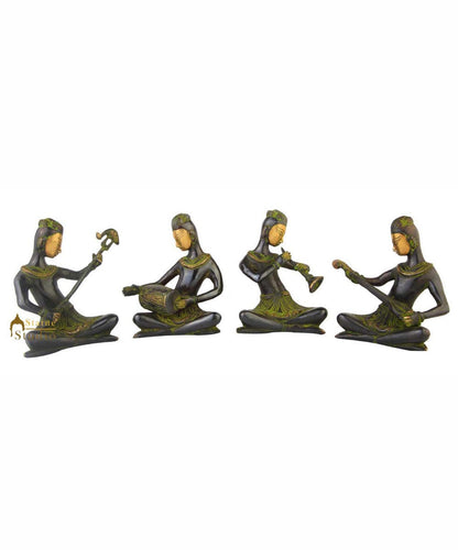 Anitque brass musical band 4 pcs showpiece home table décor statue gift set 6" by vendor-unknown - Decor