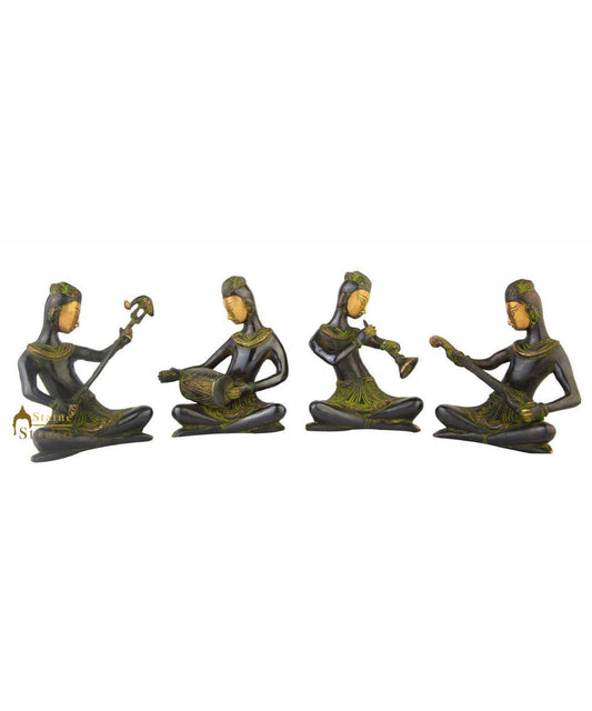 Anitque brass musical band 4 pcs showpiece home table décor statue gift set 6"