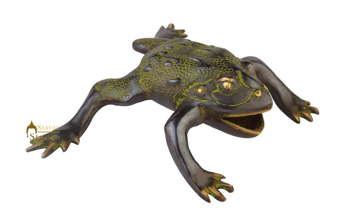 Brass frog showpiece india figurine hand carved 4" - Image 2