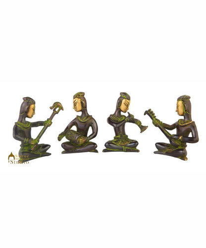 Fine brass home room table décor musical band 4 pcs showpiece item gift set 6" by vendor-unknown - Decor