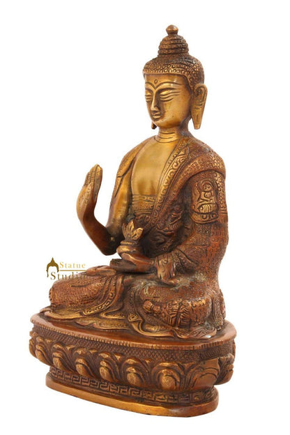 Blessing buddha statue bronze sitting on base brass hand made chinese 8" by vendor-unknown - Buddha (View 3)