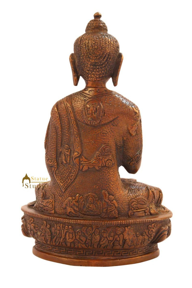 Blessing buddha statue bronze sitting on base brass hand made chinese 8" - Image 4