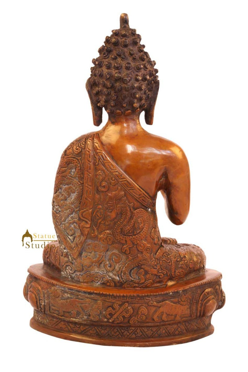 Blessing Medicine shakyamuni statue brass bronze tibet figurine antique 12" - Image 4