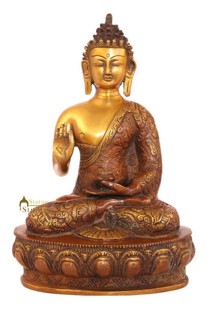 Blessing Medicine shakyamuni statue brass bronze tibet figurine antique 12" by vendor-unknown - Buddha (View 2)