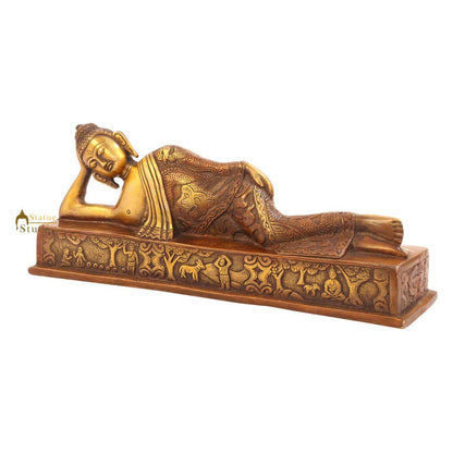 Brass reclining buddha sakyamuni thai chinese décor art statue hand made 5" by vendor-unknown - Buddha (View 3)