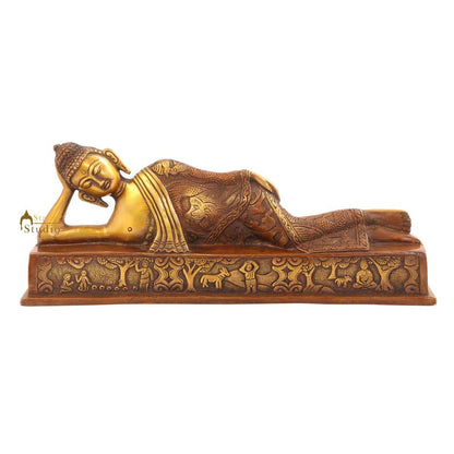Brass reclining buddha sakyamuni thai chinese décor art statue hand made 5" by vendor-unknown - Buddha (View 2)