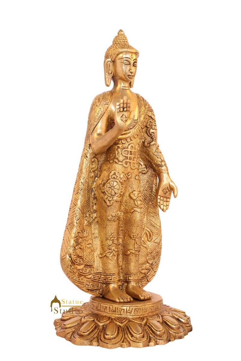 Brass bronze Antique buddha statue tibet décor chinese thai buddhism 11" - Image 3