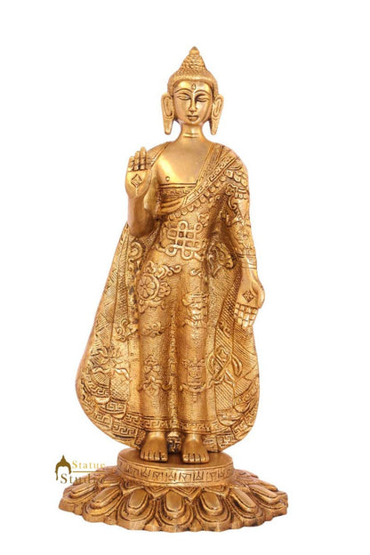 Brass bronze Antique buddha statue tibet décor chinese thai buddhism 11" by vendor-unknown - Buddha (View 2)