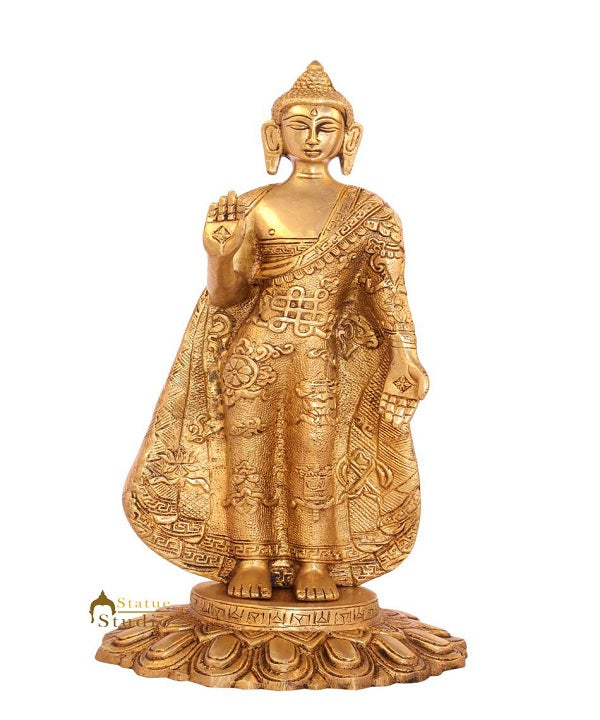 Brass bronze Antique buddha statue tibet décor chinese thai buddhism 11" - Eco-friendly - Sama Homes