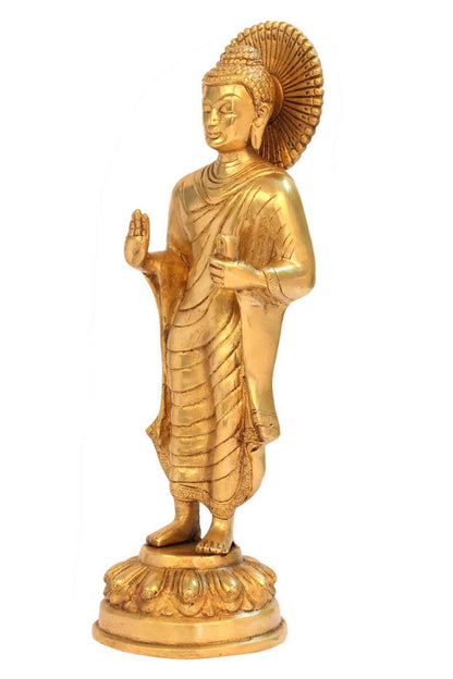 Bronze Antique standing buddha statue tibet décor chinese thai buddhism 11" by vendor-unknown - Buddha (View 3)
