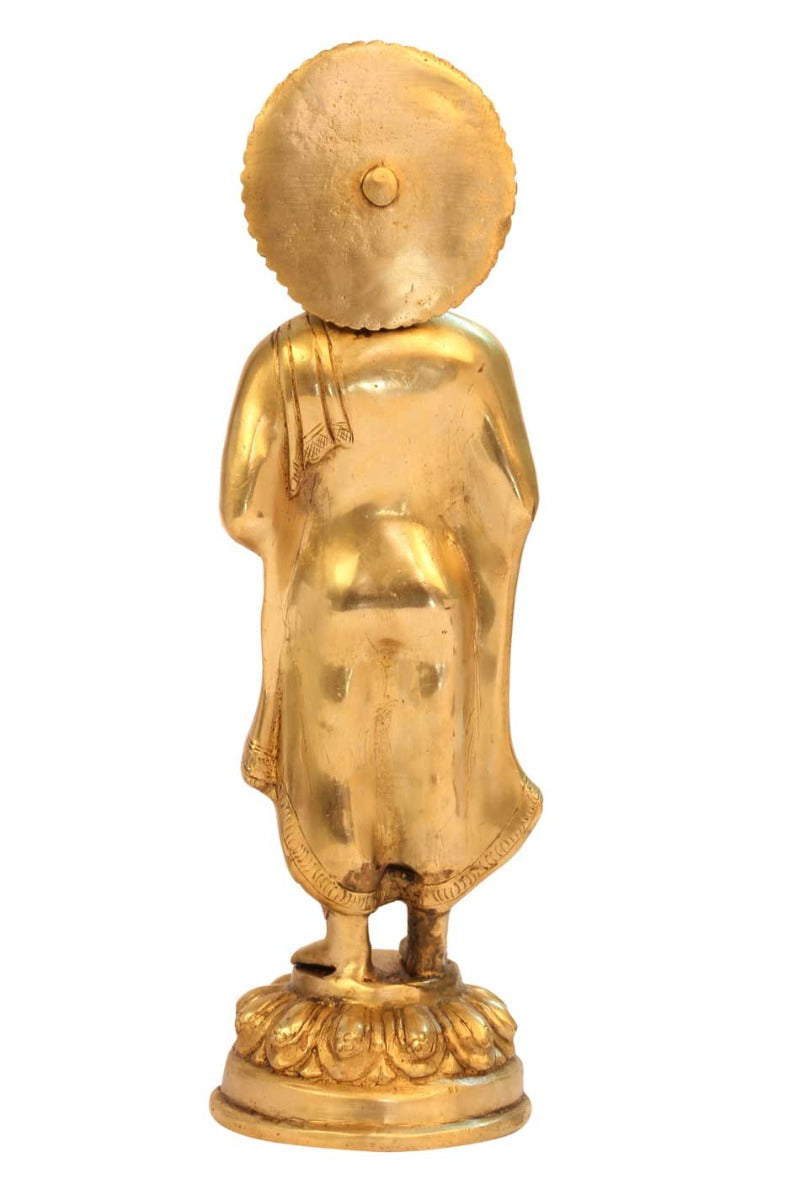 Bronze Antique standing buddha statue tibet décor chinese thai buddhism 11" - Image 4