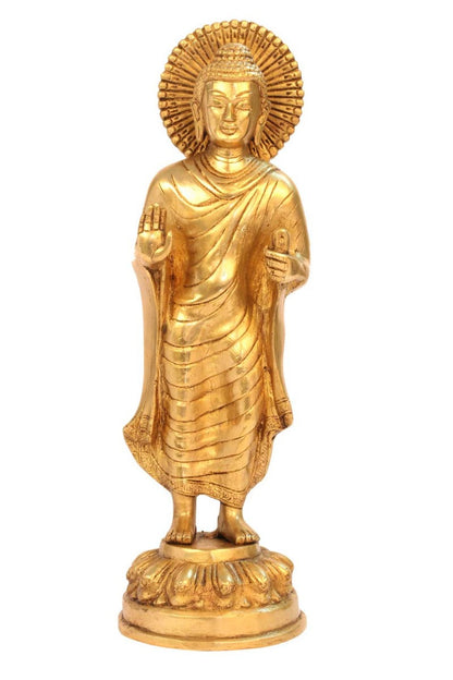 Bronze Antique standing buddha statue tibet décor chinese thai buddhism 11" by vendor-unknown - Buddha (View 2)