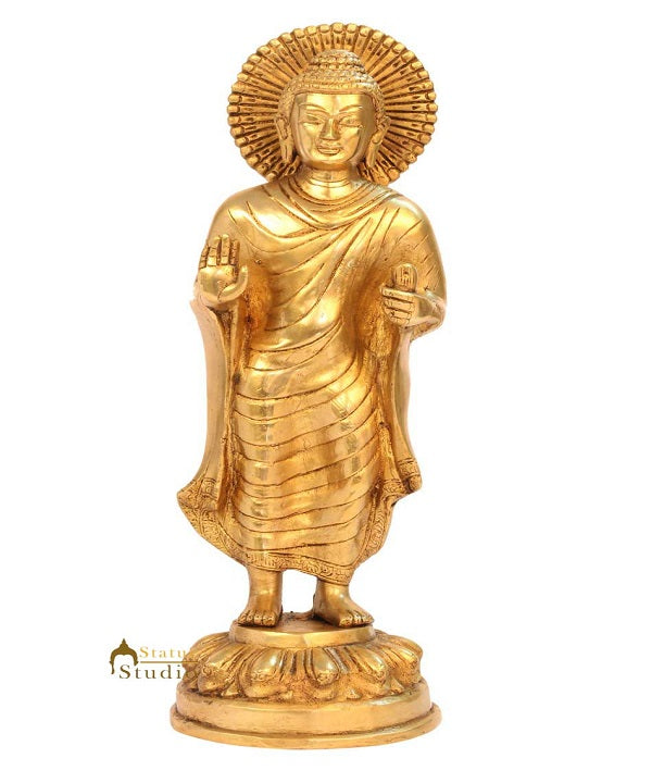 Bronze Antique standing buddha statue tibet décor chinese thai buddhism 11" - Eco-friendly - Sama Homes