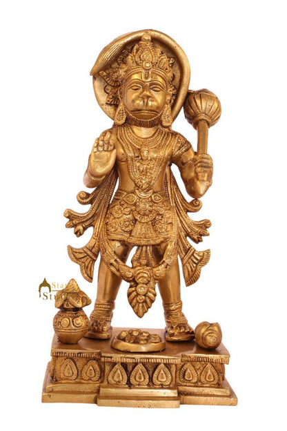 Brass Standing Hanuman Statue For Home Decor Showpiece 11" by vendor-unknown - Hindu Gods (View 2)