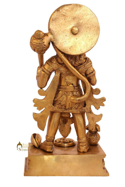 Brass Standing Hanuman Statue For Home Decor Showpiece 11" by vendor-unknown - Hindu Gods (View 4)