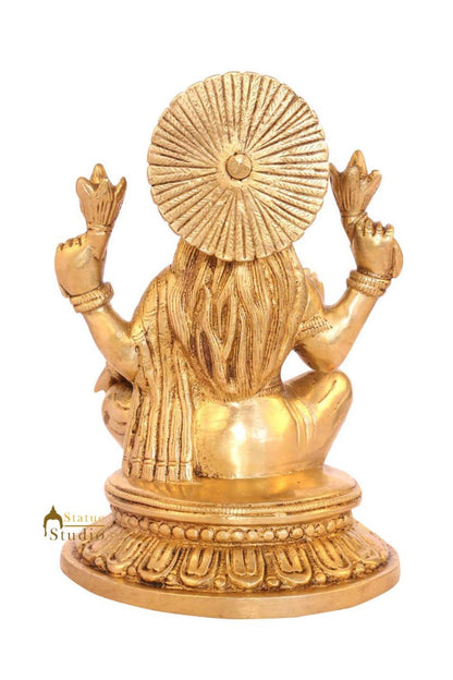 Brass hindu goddess of wealth sitting on base religious room décor 8" by vendor-unknown - Hindu Gods (View 4)