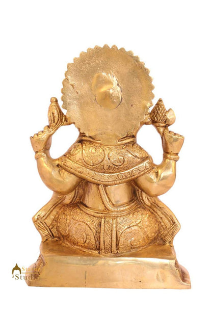 Brass indian ganesha sitting murti idol figure religious hindu gods statue 8" by vendor-unknown - Hindu Gods (View 4)