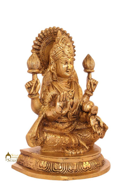 Brass goddess of wealth hinduism indian hand crafted idol figure 8" by vendor-unknown - Hindu Gods (View 3)