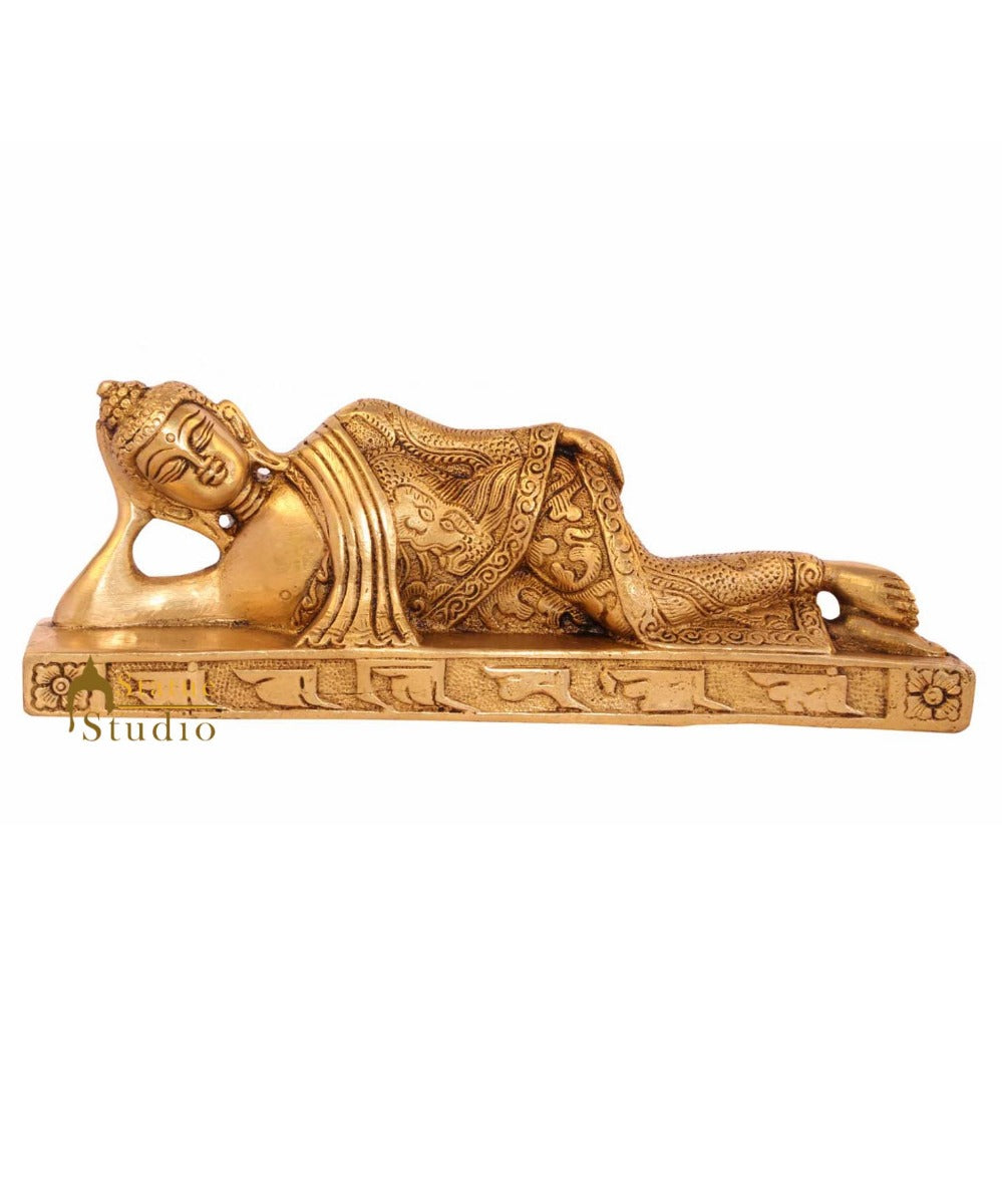 Brass Bronze reclining buddha home living décor statue chinese buddhism 3" - Eco-friendly - Sama Homes